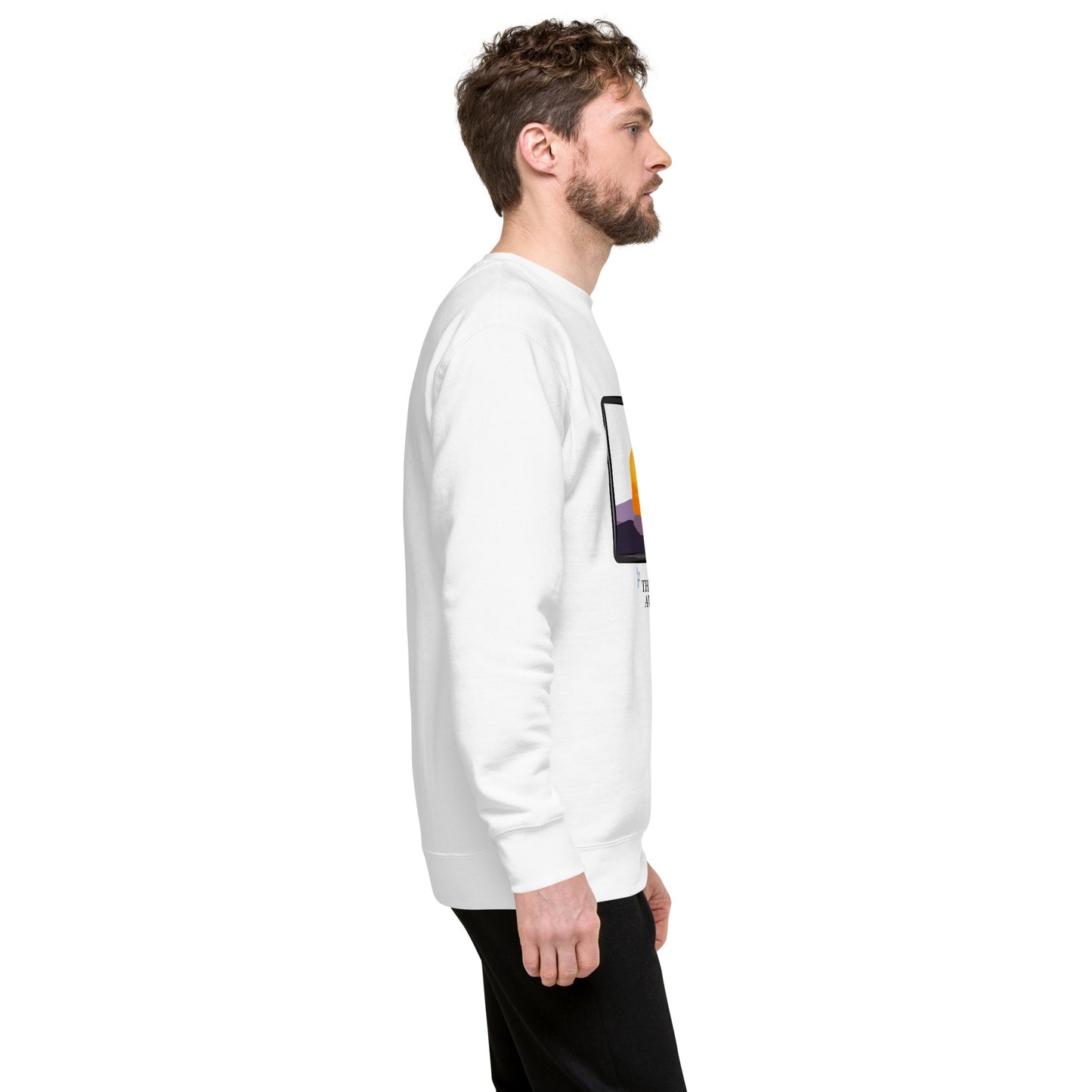 Image 113 of selected colour Avenor Sweatshirt, with The View Awaits artwork visible in right-side angle.