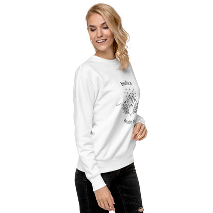 Exhale Sweatshirt - Left Placement product image 11 in Navy Blazer, size 2XL, with front view, right-side angle and left placement.