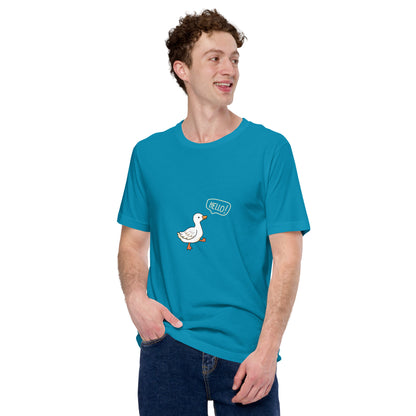 Quacksy T-Shirt product image 51 in Aqua, size S, with front view and design placement.