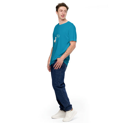 Quacksy T-Shirt image 53: Aqua version, size L with front view, left-side angle of the Hello Duck range.