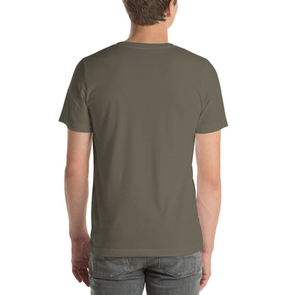 After Five T-Shirt - Left Placement by R.A. Apparel, image 14, back view, Military Green, size XL, left placement.