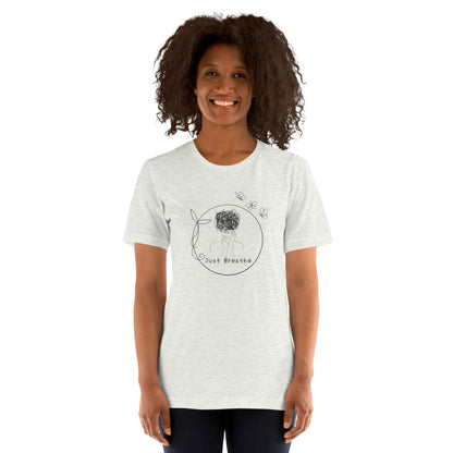 Breathing Room T-Shirt - Left Placement image 6: Heather Prism Mint version, size 3XL with front view of the Just Breathe range.