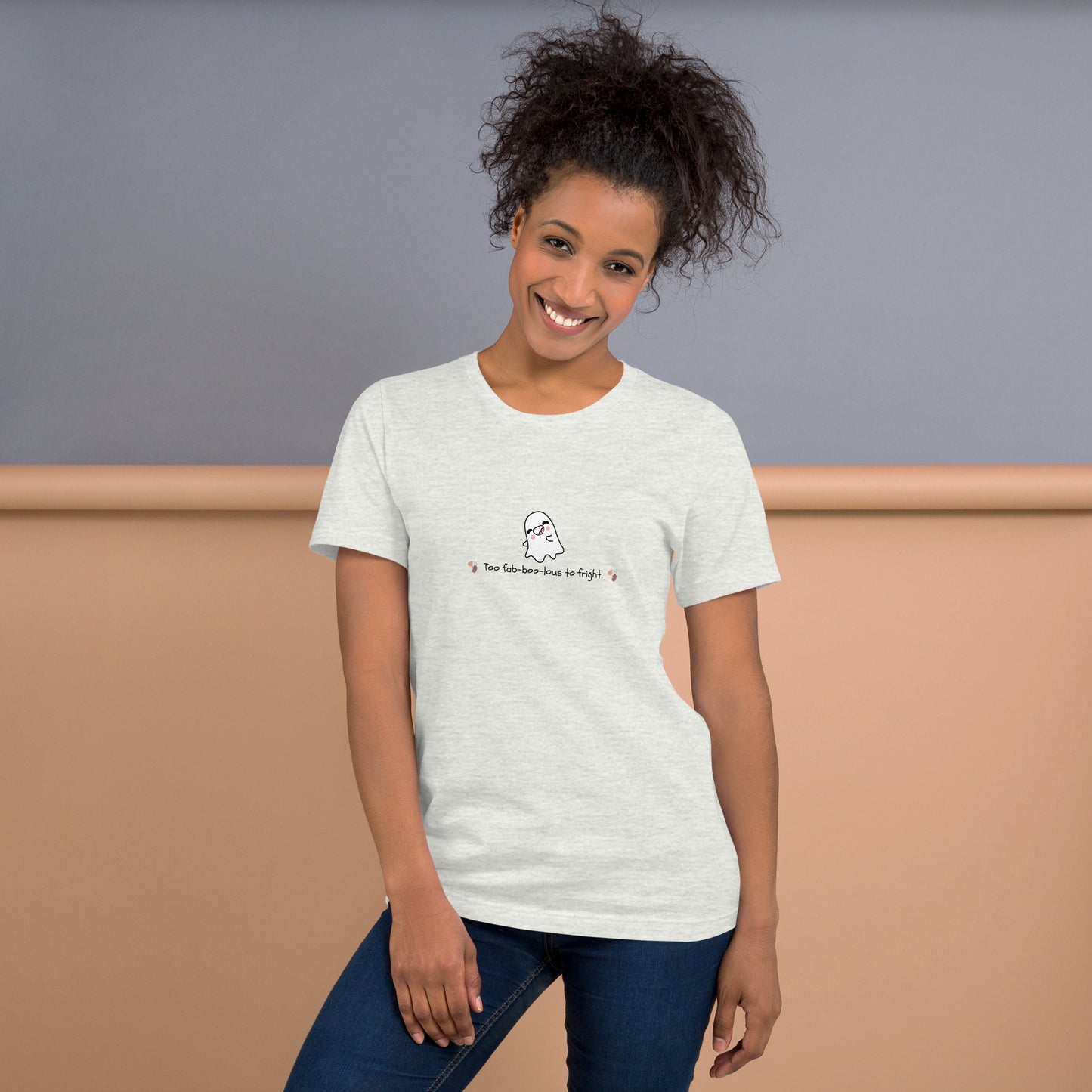 Boo Luxe T-Shirt - Left Placement image 4 in Light Blue, size L, showing front view for the Fa Boo Lous design.