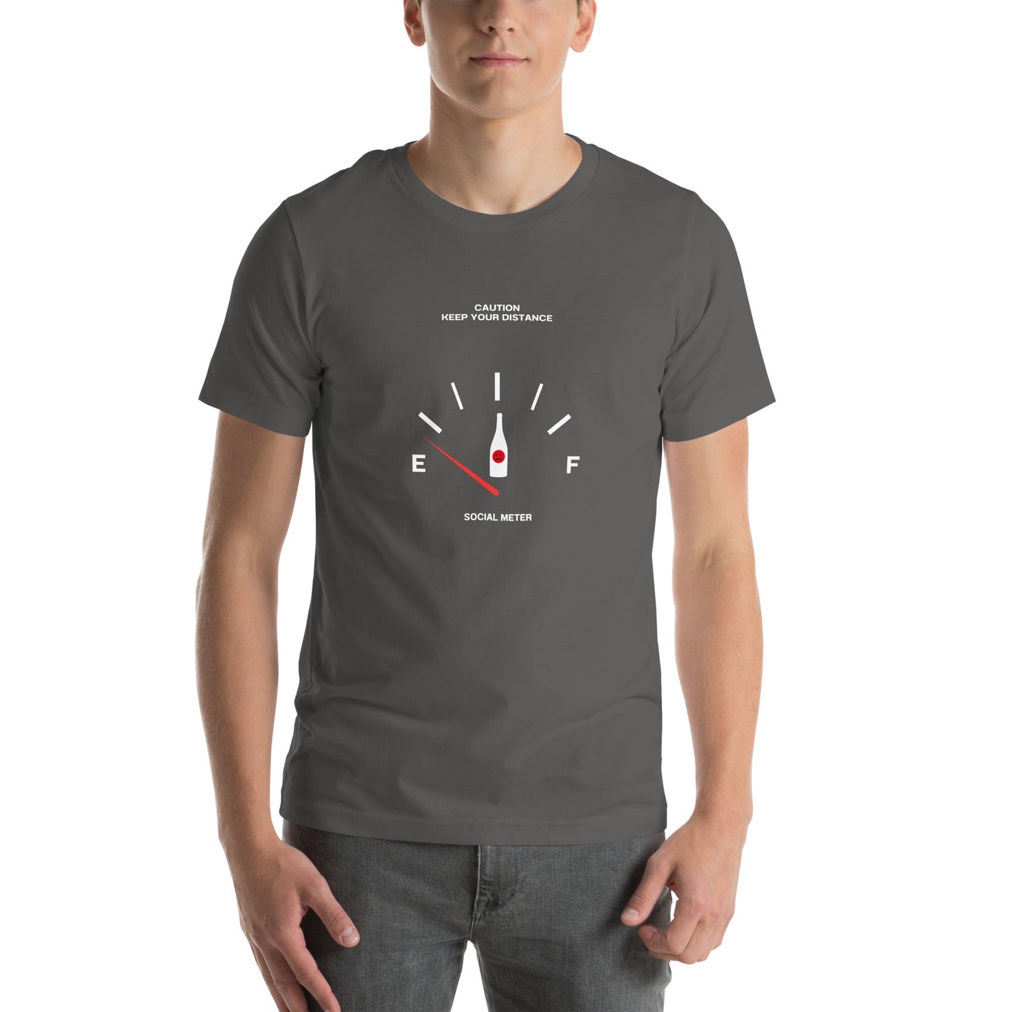 Social Static T-Shirt - Left Placement image 8 in Maroon, size S, showing front view for the Social Meter design.