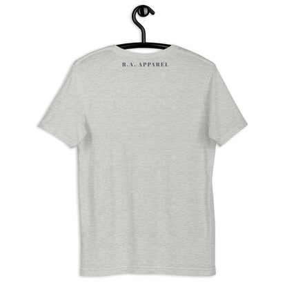 Festive Mood T-Shirt - Left Placement by R.A. Apparel, image 27, back view, Ocean Blue, size S, left placement.