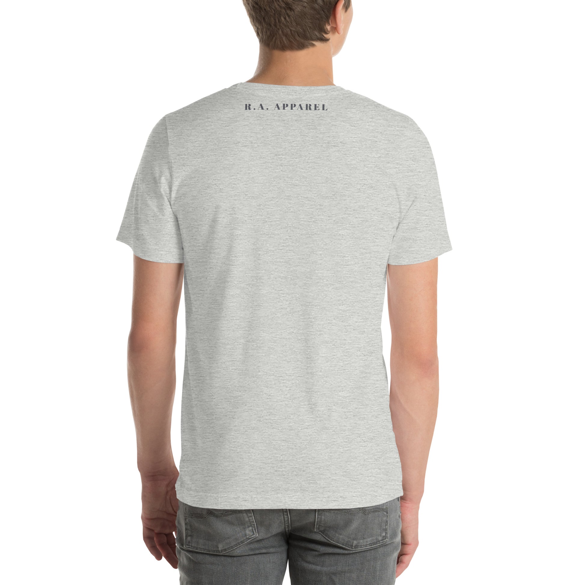 Wild Call T-Shirt - Left Placement by R.A. Apparel, image 18, back view, Athletic Heather, size XL, left placement.