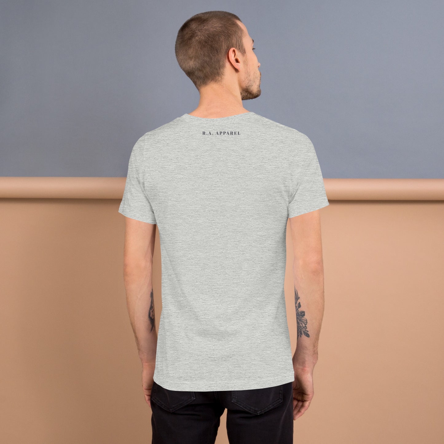 Fortitude T-Shirt - Left Placement 75 image 22 in Baby Blue, size M, showing back view for the Soldier On design.