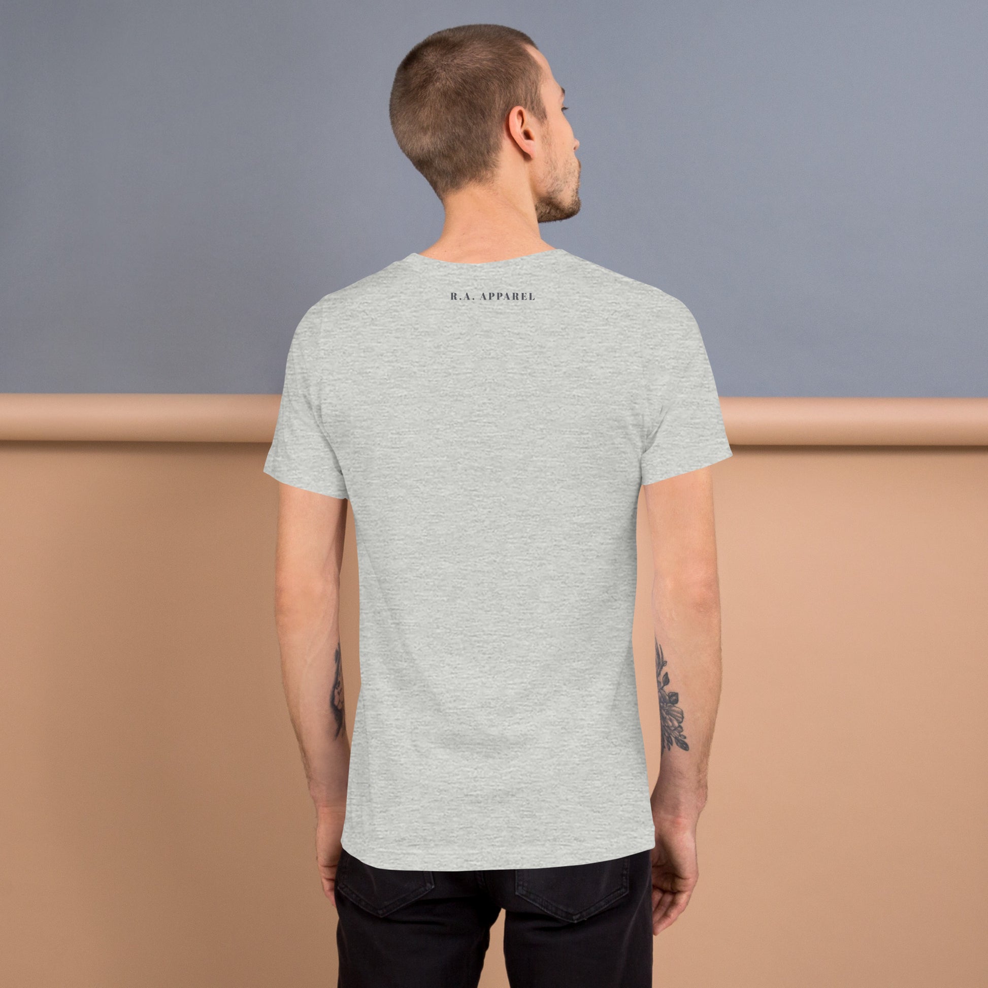 Fortitude T-Shirt - Left Placement 75 image 22 in Baby Blue, size M, showing back view for the Soldier On design.