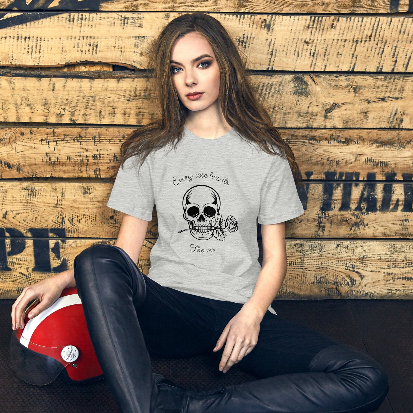 Image 4 of Heather Prism Mint Rose & Bone T-Shirt - Left Placement, size XL, with Skull and Rose artwork visible in front view.