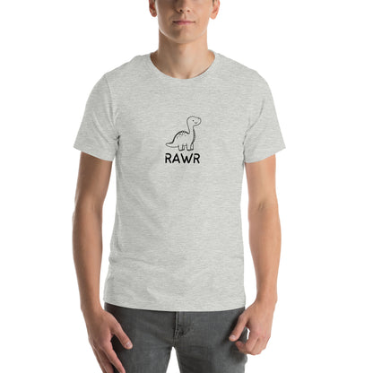 Wild Call T-Shirt - Left Placement image 17: Athletic Heather version, size L with front view of the Rawr range.