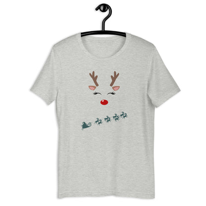 Image 26 of Light Blue Northern Run T-Shirt - Left Placement, size 2XL, with Reindeer artwork visible in front view.