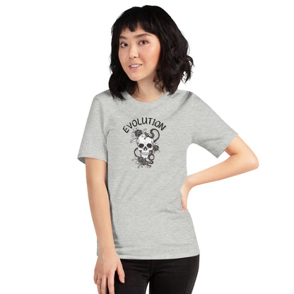 Evolution T-Shirt - Left Placement image 37 in Heather Ice Blue, size XL, showing front view for the Evolution design.