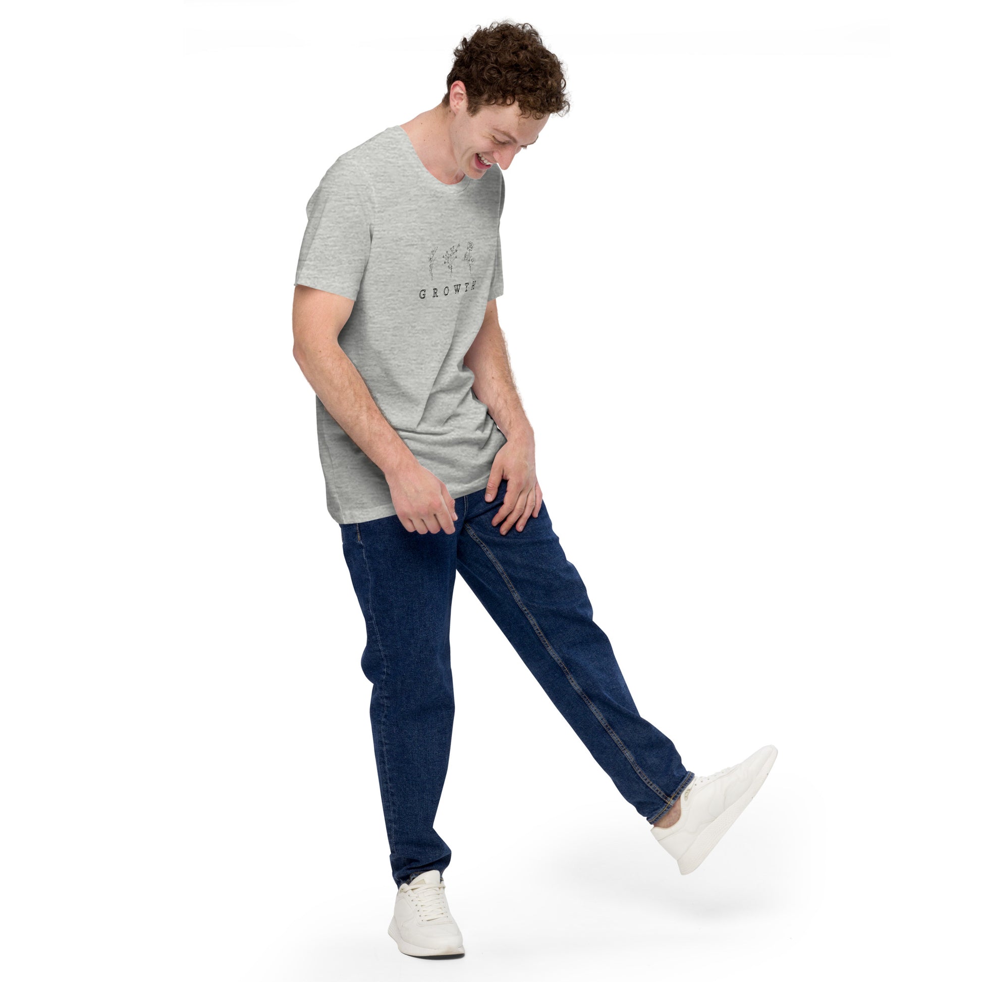 Growthline T-Shirt - Left Placement product image 26 in Yellow, size L, with front view, right-side angle and left placement.