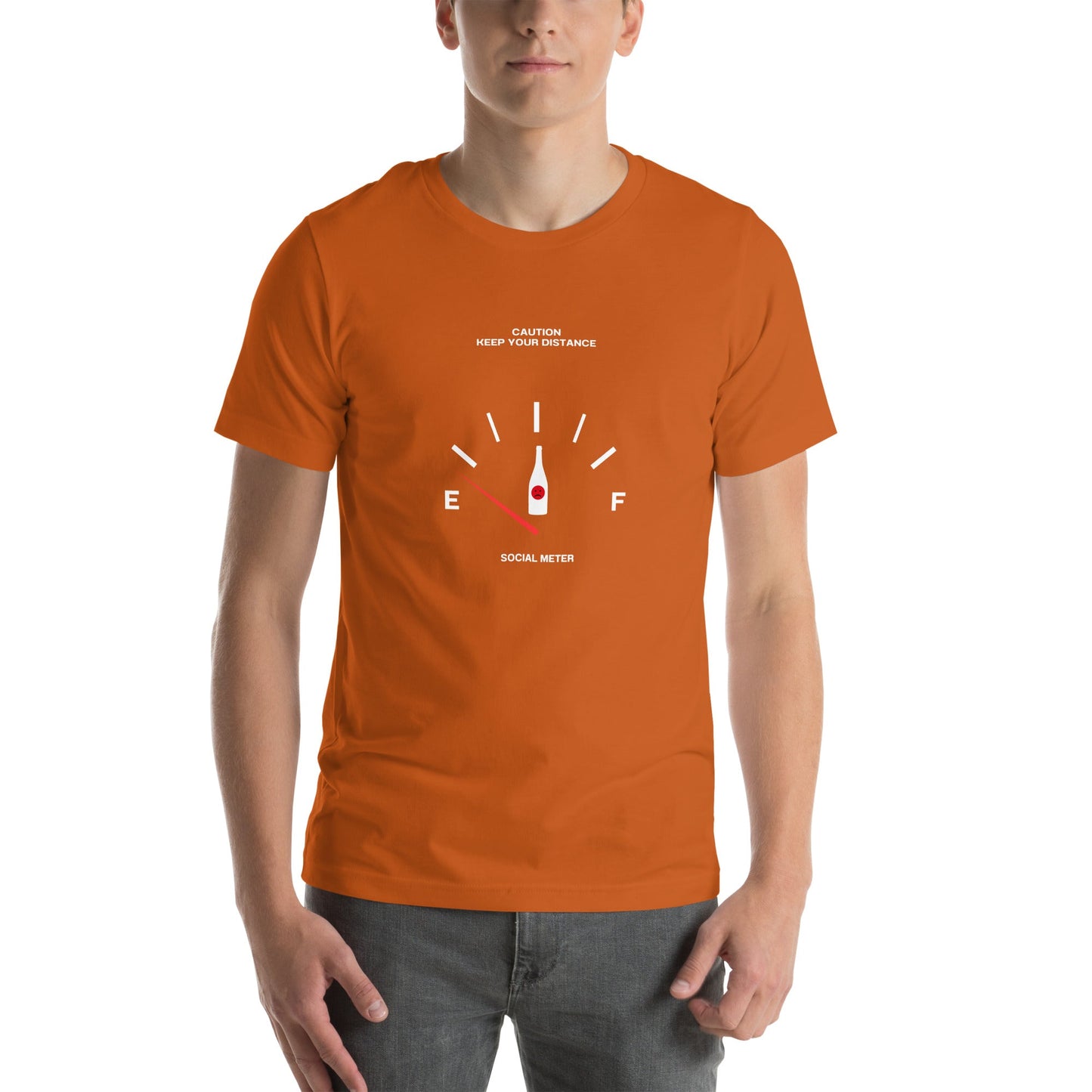 Social Static T-Shirt - Left Placement by R.A. Apparel, image 12, front view, Maroon, size 2XL, left placement.