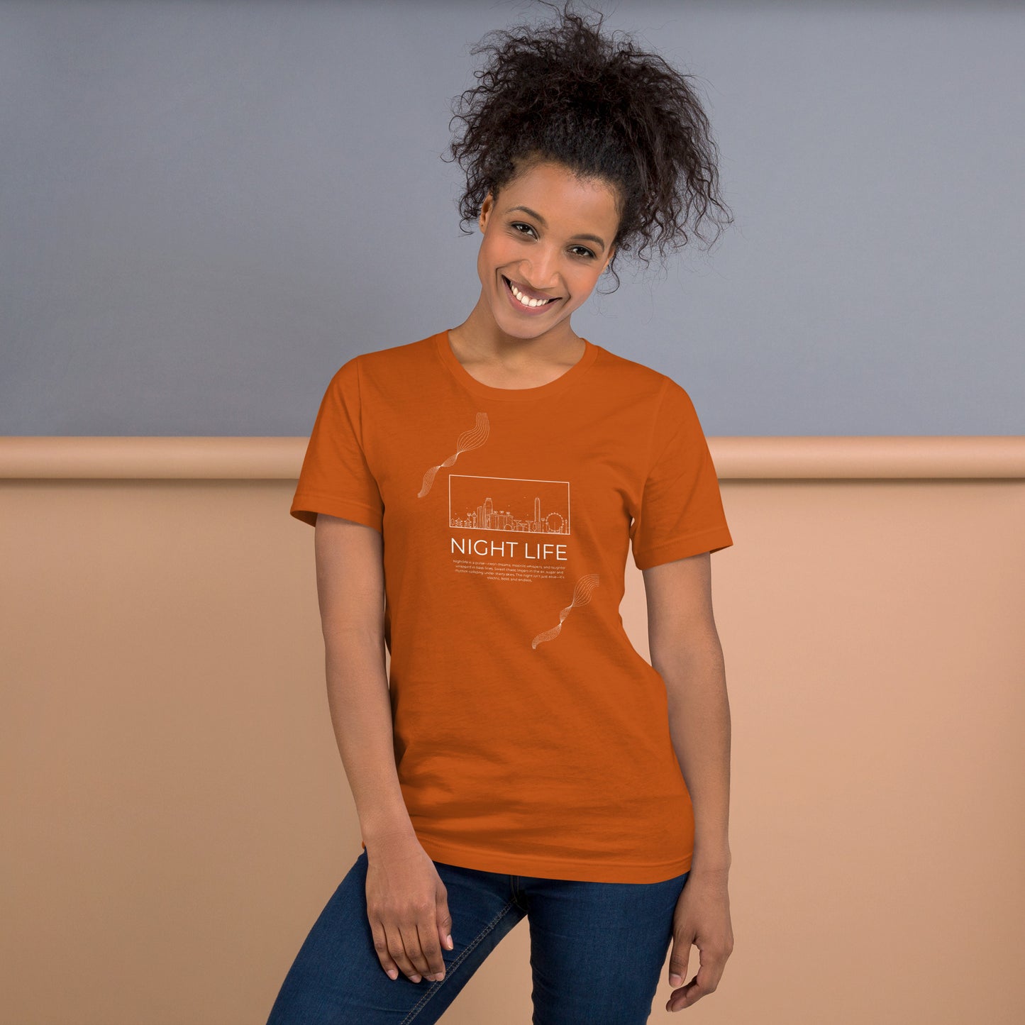 Afterhours T-Shirt - Left Placement image 25 in Oxblood Black, size 4XL, showing front view for the Night Life design.
