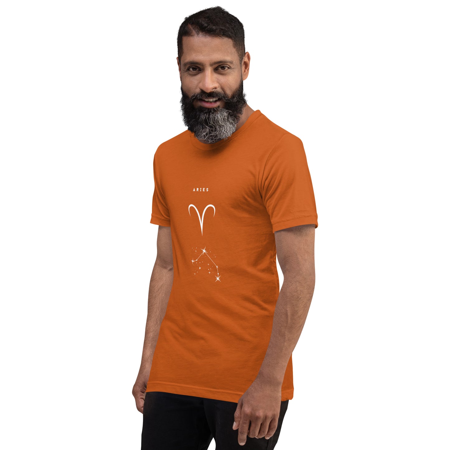 Marsborne T-Shirt - Left Placement image 27 in Heather Raspberry, size L, showing front view, left-side angle for the Aries design.