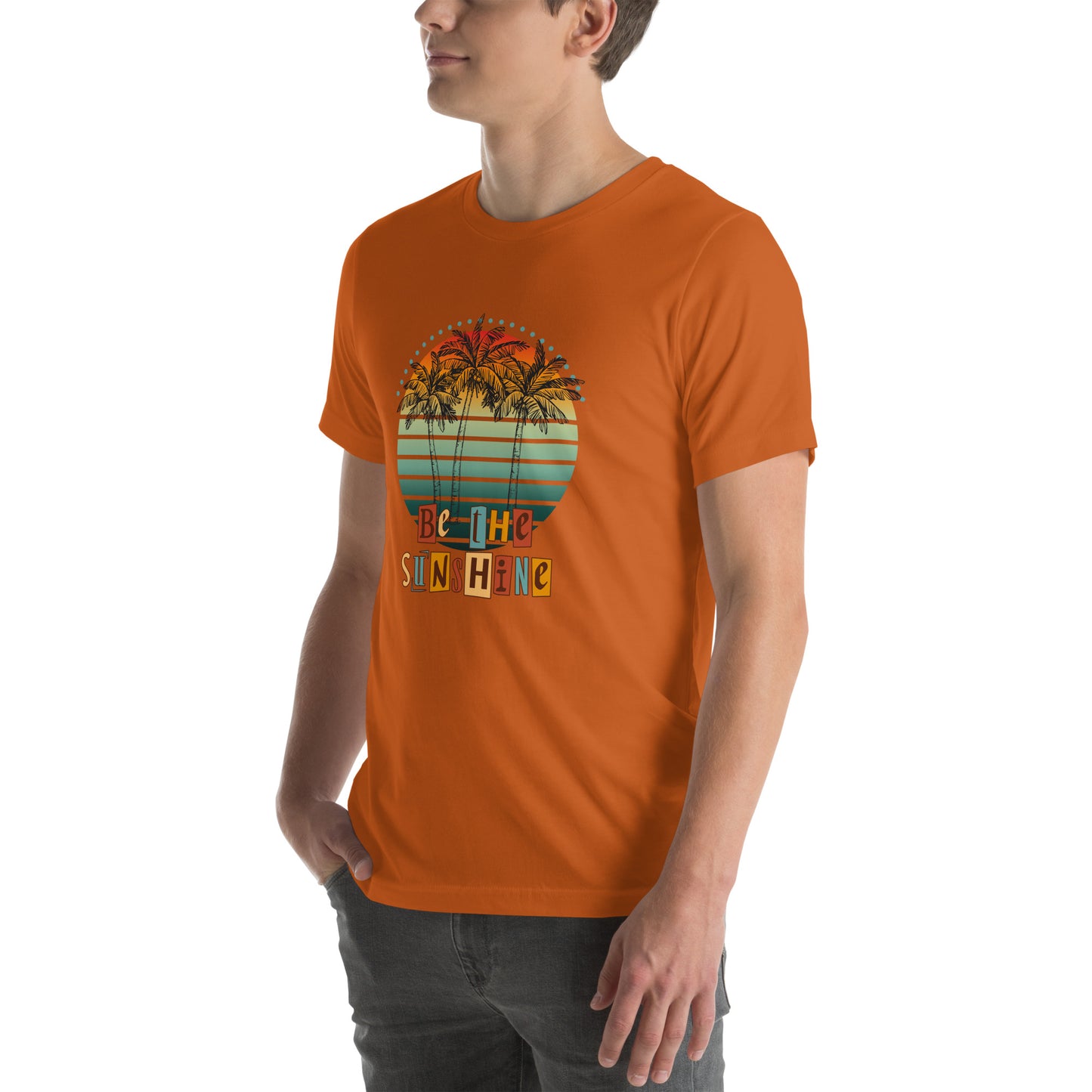 Solara T-Shirt by R.A. Apparel, image 52, front view, left-side angle, Aqua, size M, design placement.