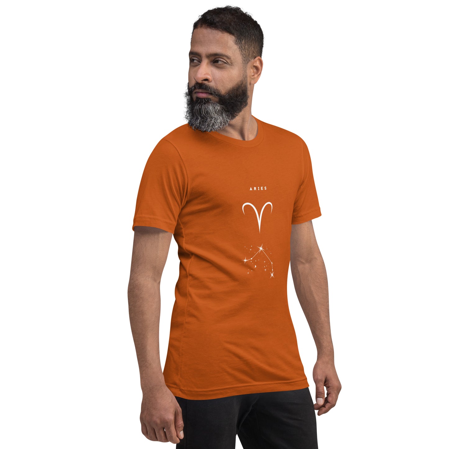 Marsborne T-Shirt - Left Placement image 28 in Heather Raspberry, size XL, showing front view, right-side angle for the Aries design.