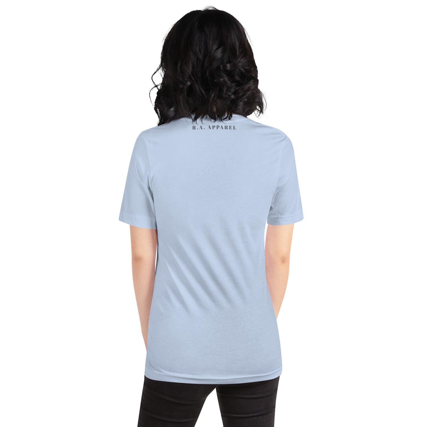 Evolution T-Shirt - Left Placement image 5 in Athletic Heather, size XS, showing back view for the Evolution design.