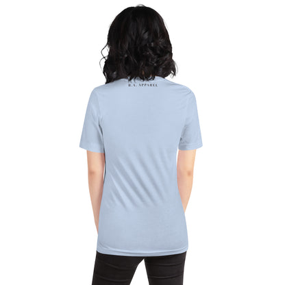 Evolution T-Shirt - Left Placement image 5 in Athletic Heather, size XS, showing back view for the Evolution design.
