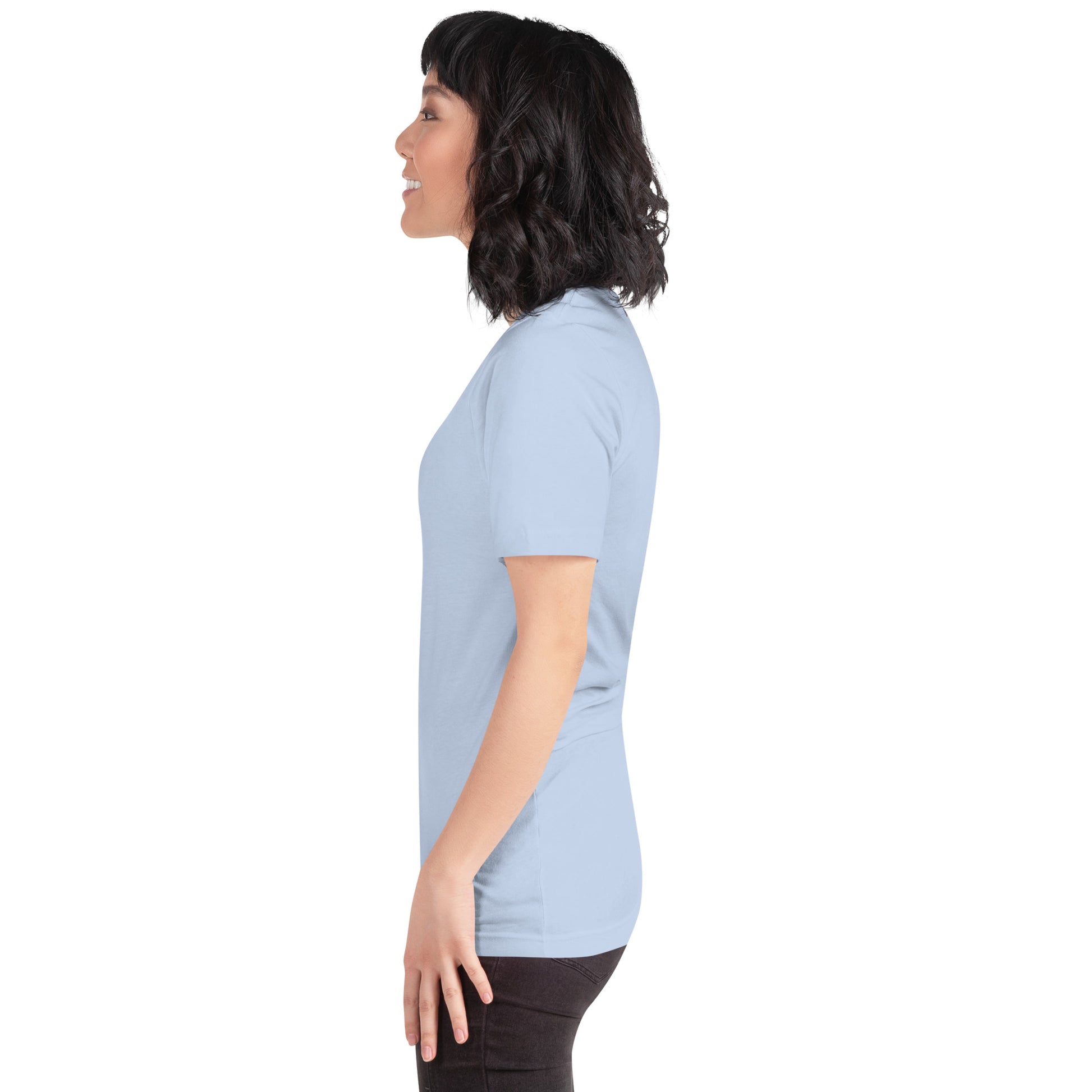 Evolution T-Shirt - Left Placement by R.A. Apparel, image 4, left-side angle, Pink, size XL, left placement.