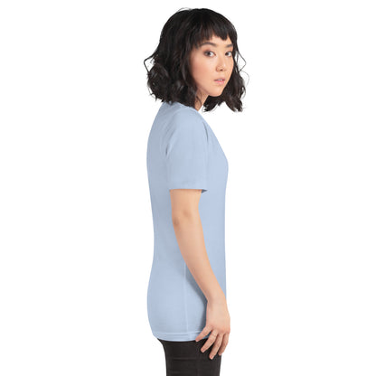 Evolution T-Shirt - Left Placement image 6: Athletic Heather version, size S with right-side angle of the Evolution range.