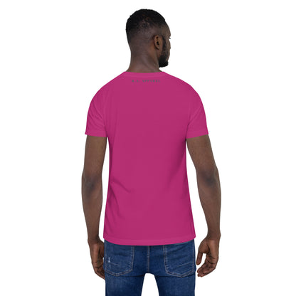 Workrate T-Shirt - Left Placement image 4: Black Heather version, size XL with back view of the Hustle Hard range.
