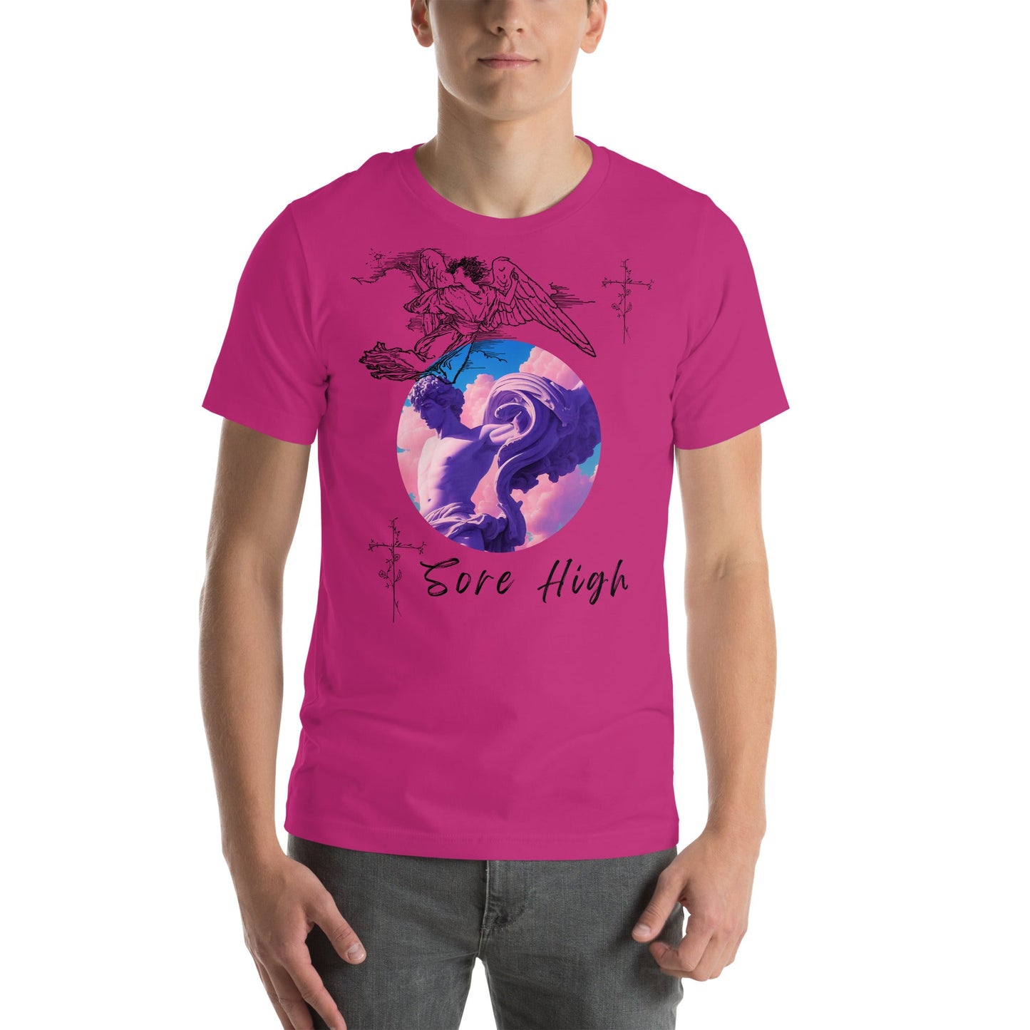 Skyborne T-Shirt - Left Placement image 12 in Black, size 2XL, showing front view for the Sore High design.