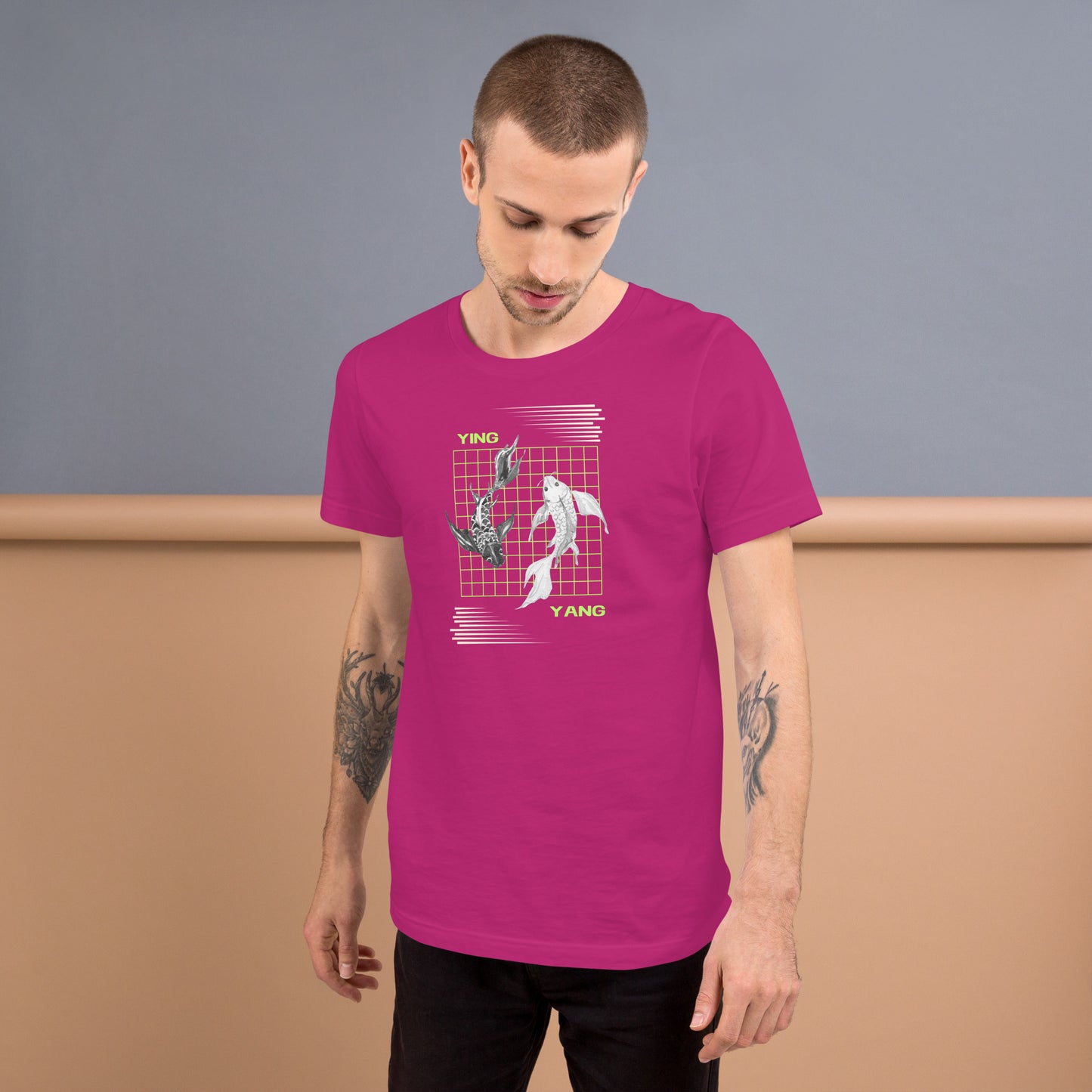 Equinoxe T-Shirt image 29: Red version, size XL with front view of the Ying and Yang range.