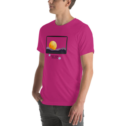 Avenor T-Shirt by R.A. Apparel, image 52, front view, left-side angle, Heather Grass Green, size M, design placement.
