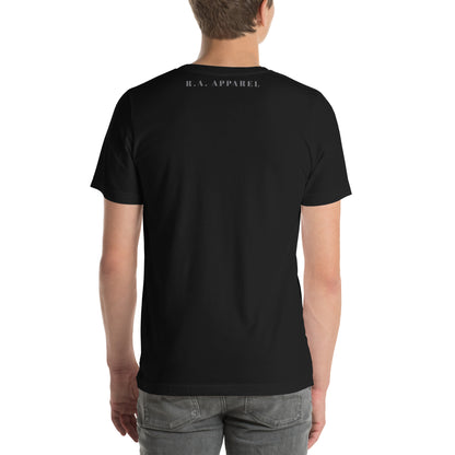 Image 8 of Black Solara T-Shirt, size L, with Be the Sunshine artwork visible in back view.