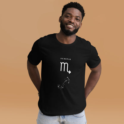 Sabletide T-Shirt image 4 in Black Heather, size XL, showing front view for the Scorpio design.