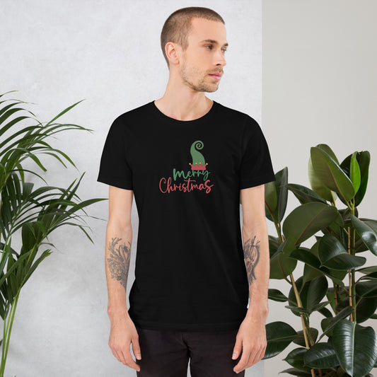 Noelle T-Shirt - Left Placement image 1: Black Heather version, size XS with front view of the Merry Christmas range.