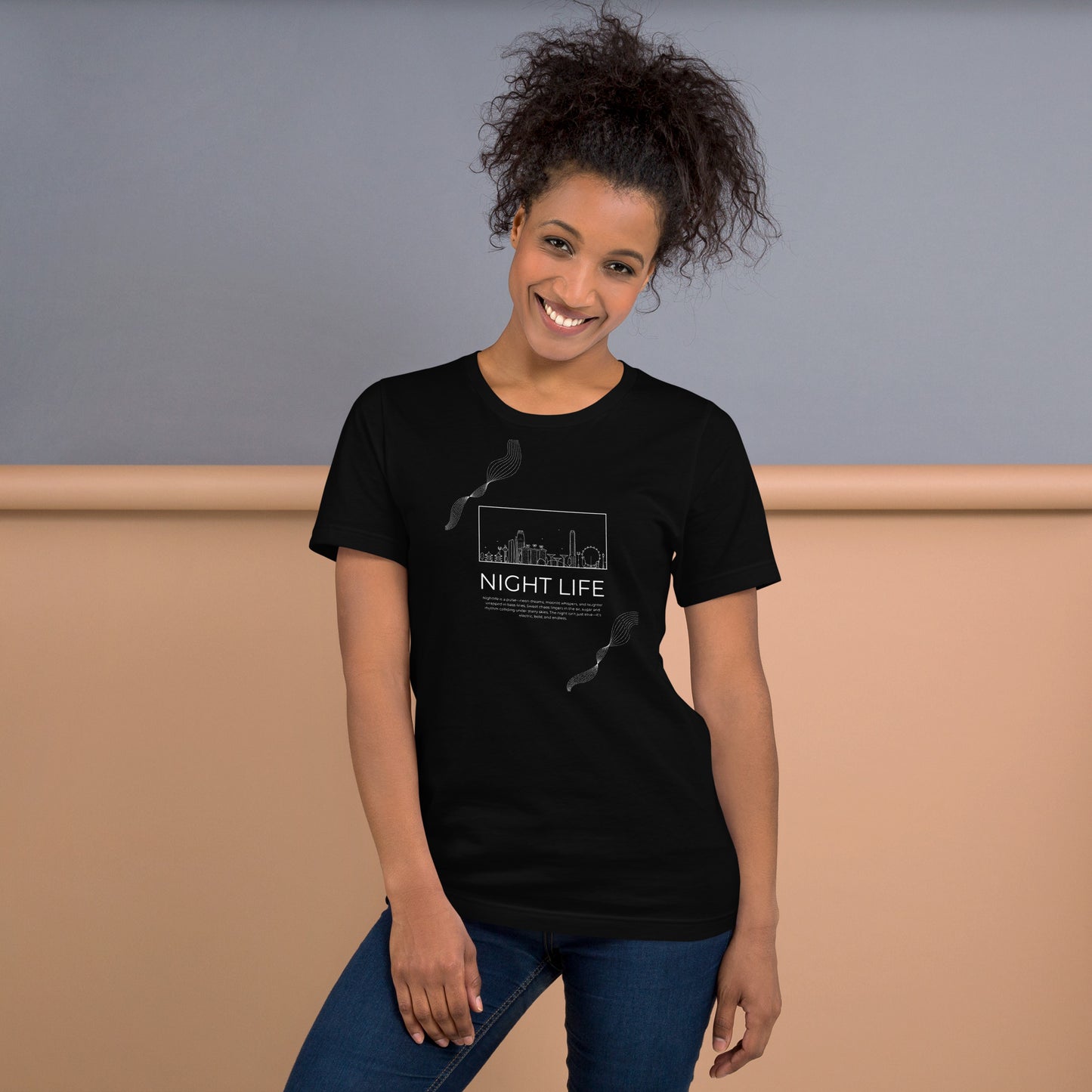 Afterhours T-Shirt - Left Placement by R.A. Apparel, image 1, front view, Black Heather, size XS, left placement.