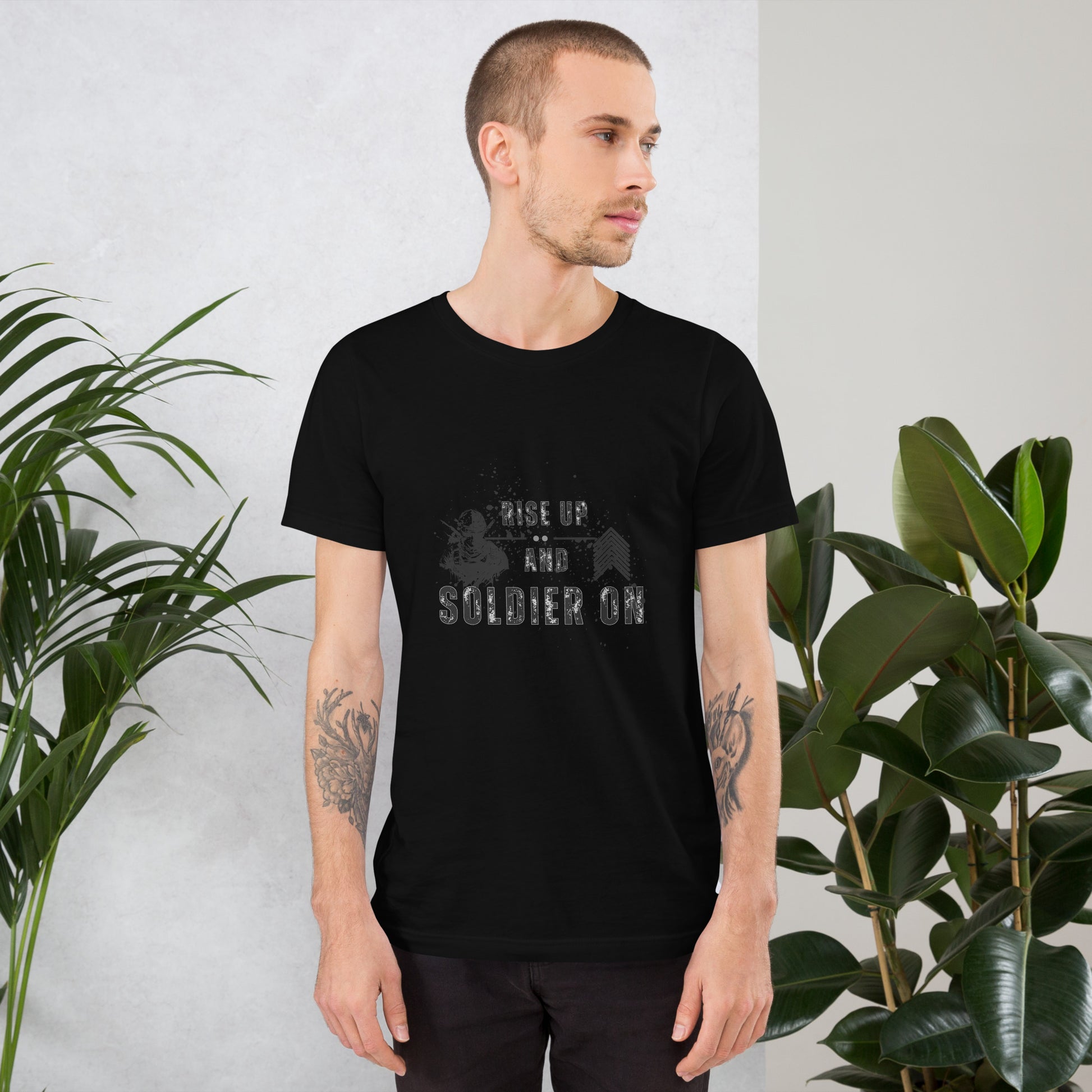 Image 4 of Pink Fortitude T-Shirt - Left Placement 75, size XL, with Soldier On artwork visible in front view.
