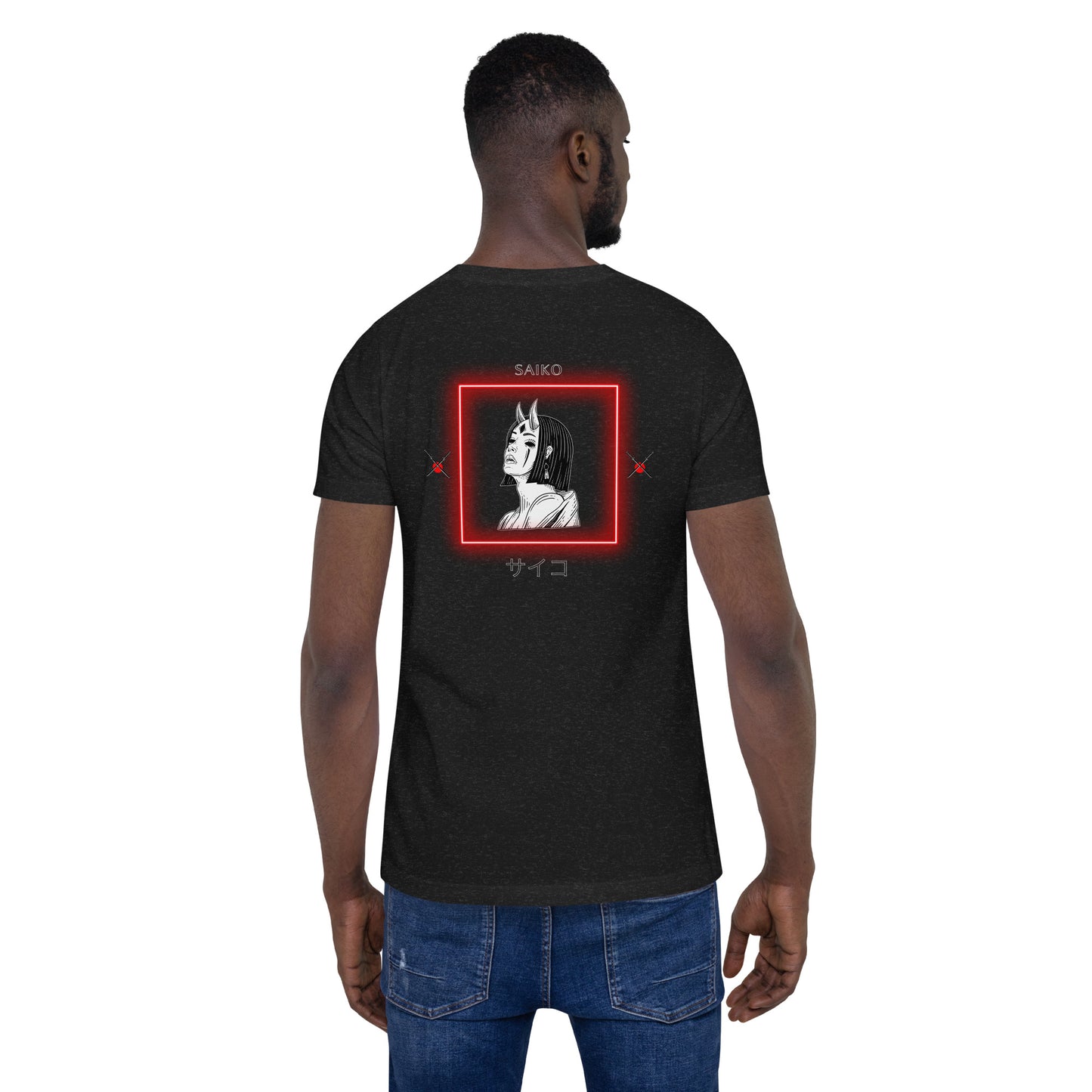 Saiko T-Shirt - Left Placement 34 product image 25 in Navy, size XL, with back view and left placement.