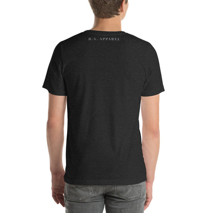 Avenor T-Shirt image 2: Black Heather version, size M with back view of the The View Awaits range.