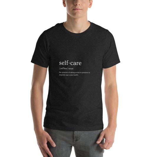 Self Ritual T-Shirt - Left Placement product image 1 in Black Heather, size S, with front view and left placement.
