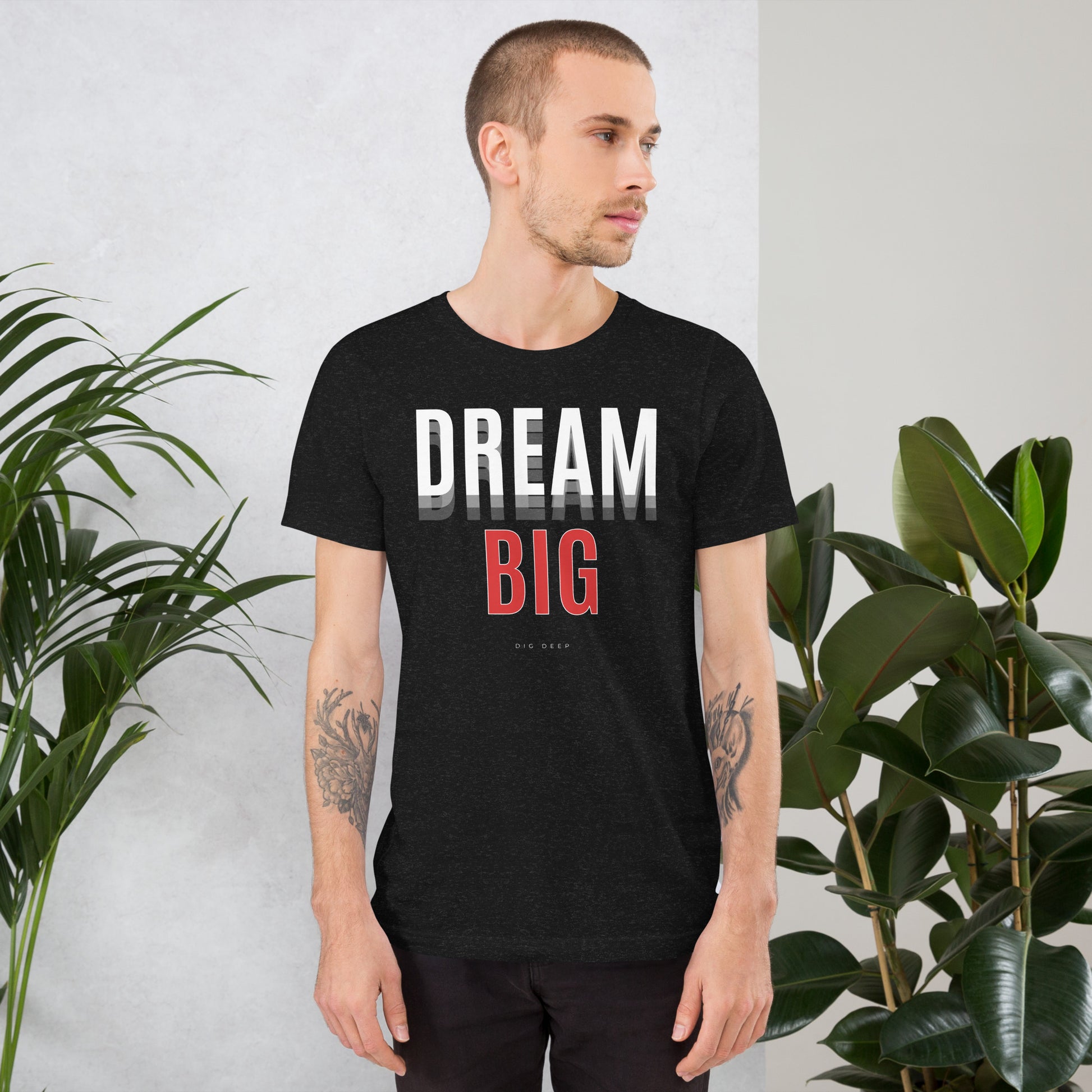 Image 1 of selected colour Skyline Dream T-Shirt - Left Placement, size XS, with Dream Big artwork visible in front view.