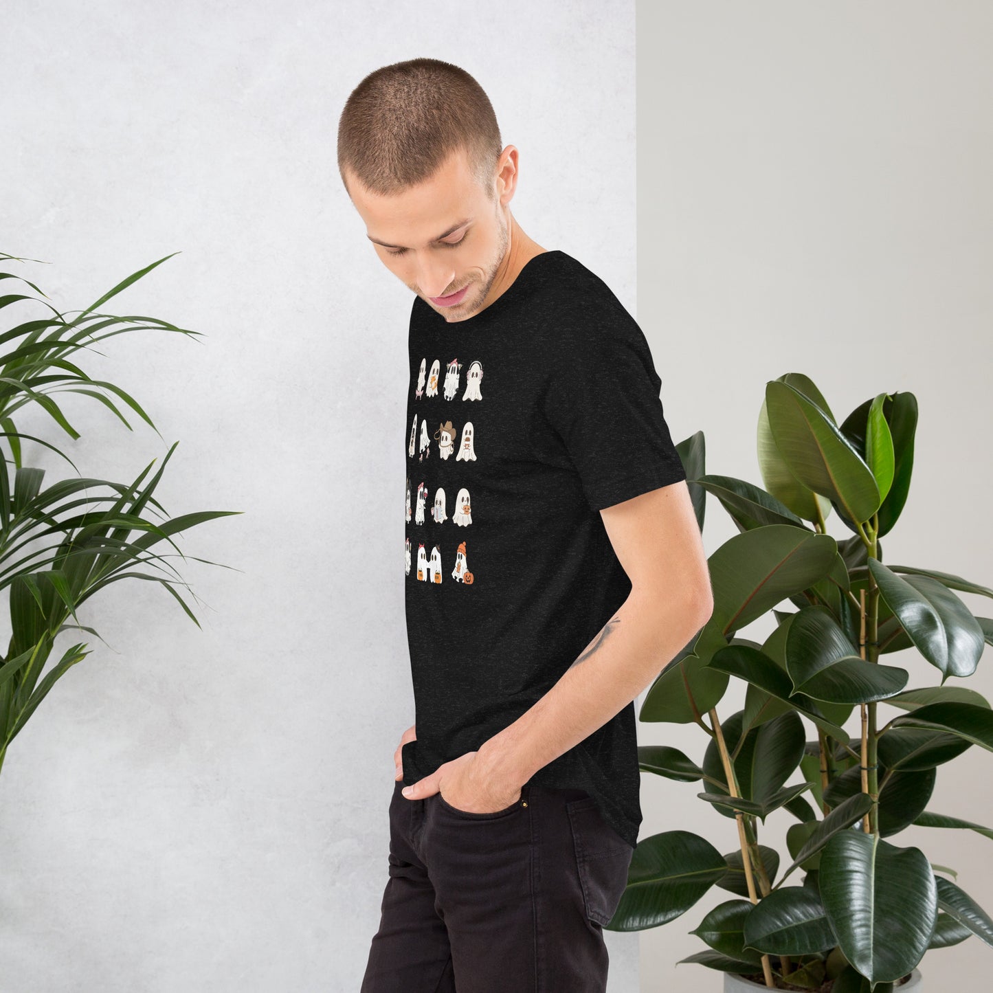 Spectral T-Shirt - Left Placement image 11: Cardinal version, size XS with left-side angle of the Ghosts range.