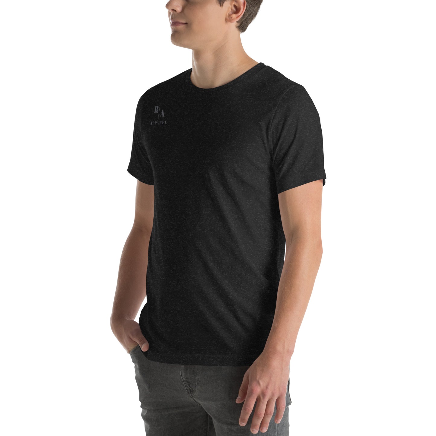 Forward Kind T-Shirt - Left Placement 77 by R.A. Apparel, image 14, front view, left-side angle, Oxblood Black, size M, left placement.