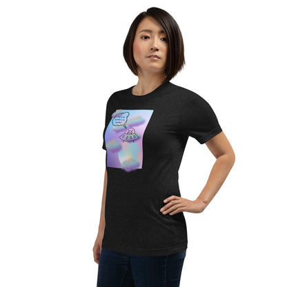 Image 4 of selected colour Sprinkle Theory T-Shirt - Left Placement, size L, with You're the Sprinkle to My Cupcake artwork visible in front view, left-side angle.