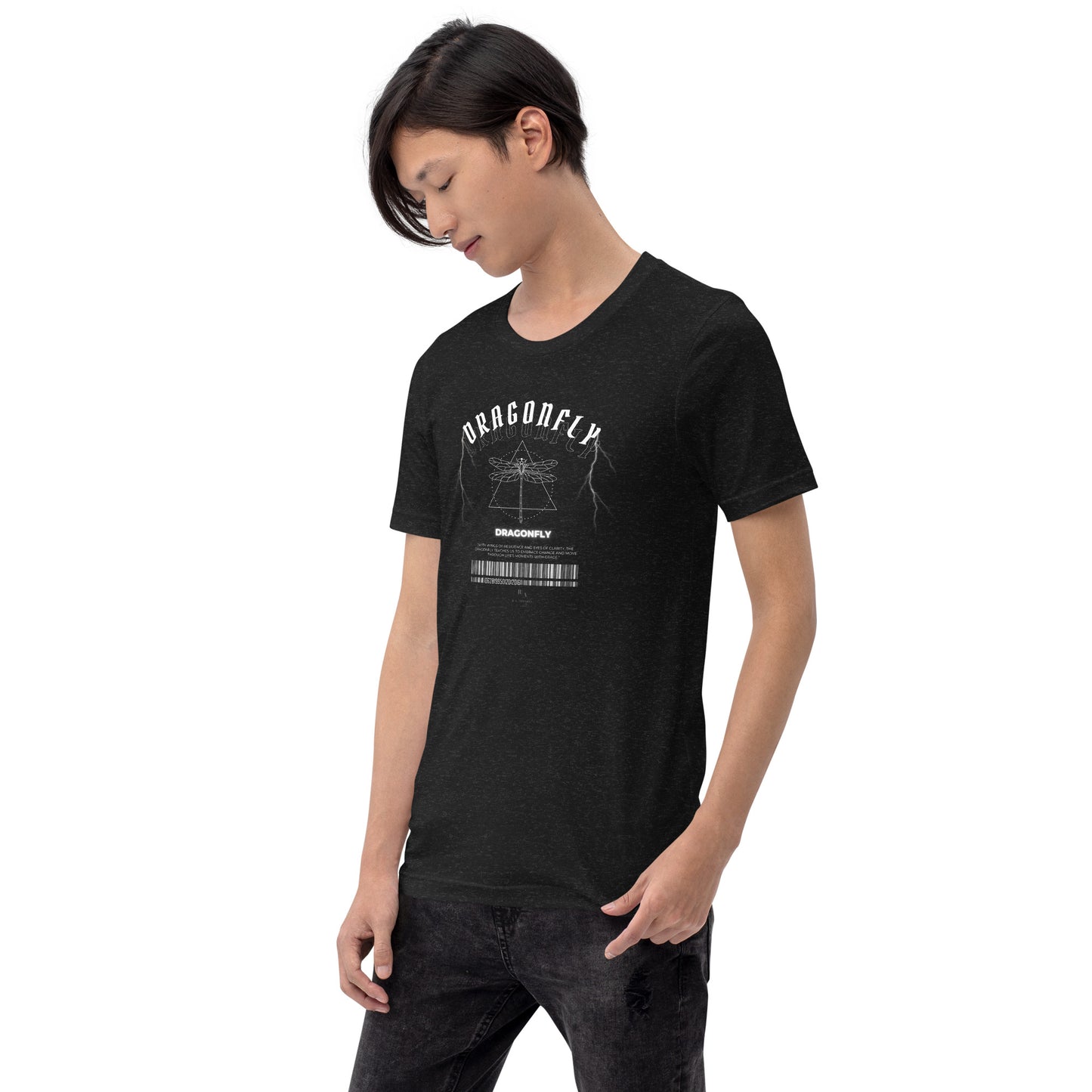 Dragonfly T-Shirt - Left Placement by R.A. Apparel, image 22, front view, left-side angle, Team Purple, size M, left placement.