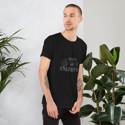 Fortitude T-Shirt - Left Placement 75 product image 2 in Pink, size M, with right-side angle and left placement.