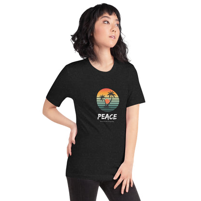 Quiet Peace T-Shirt - Left Placement product image 26 in Team Purple, size M, with front view, right-side angle and left placement.