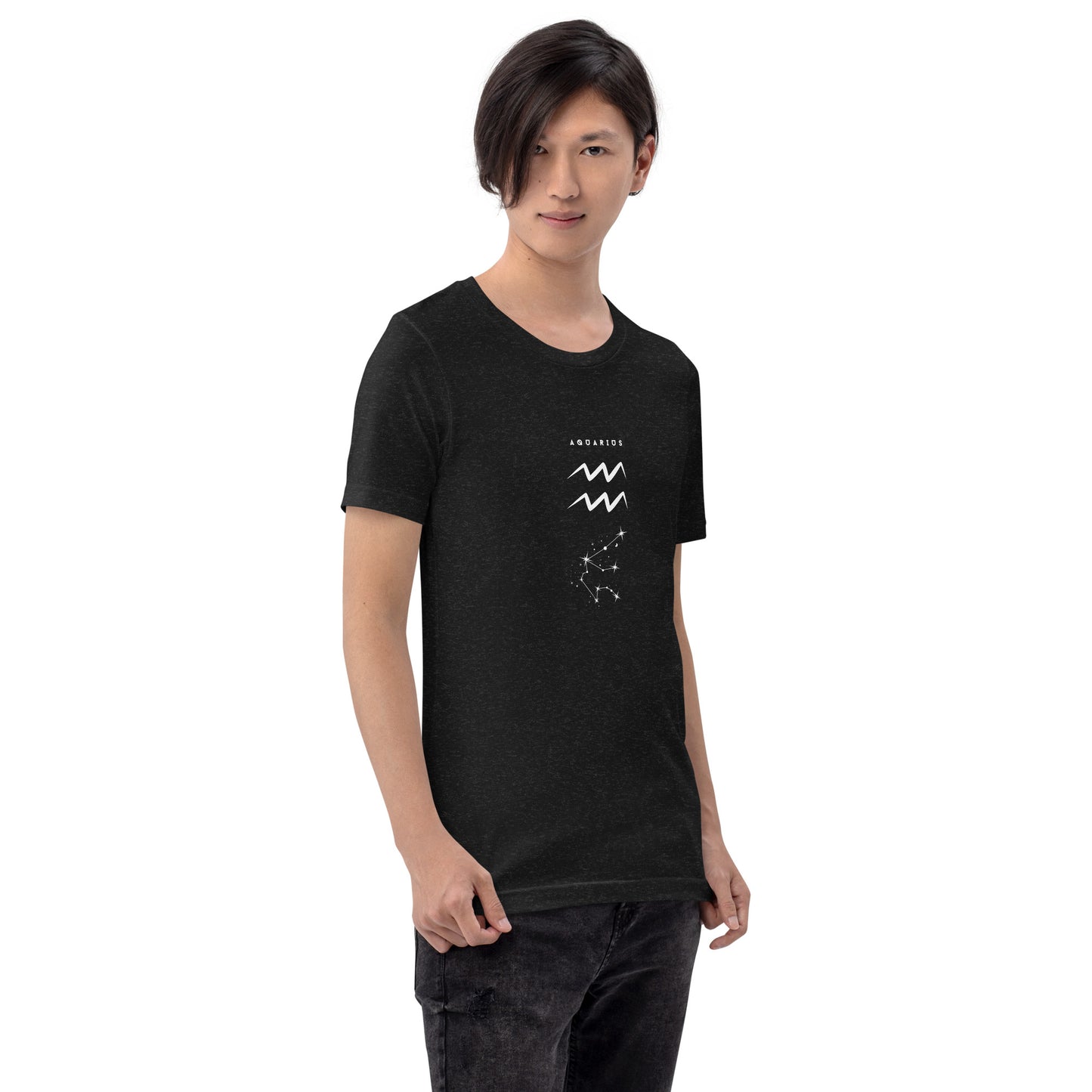 Waterbearer T-Shirt - Left Placement image 36 in Cardinal, size S, showing front view, right-side angle for the Aquarius design.