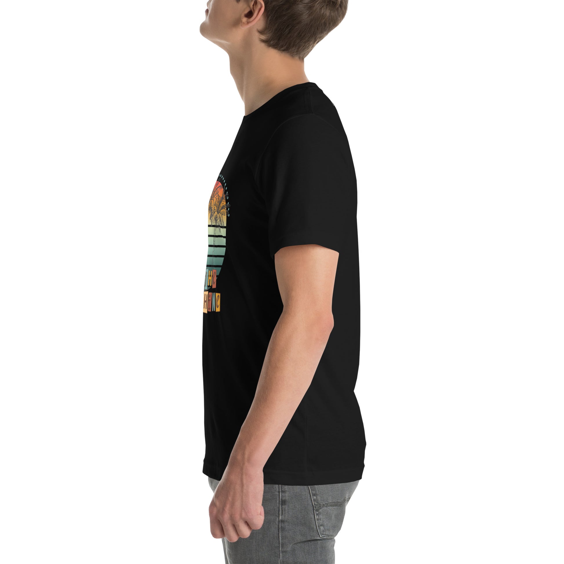 Image 9 of Black Solara T-Shirt, size XL, with Be the Sunshine artwork visible in left-side angle.