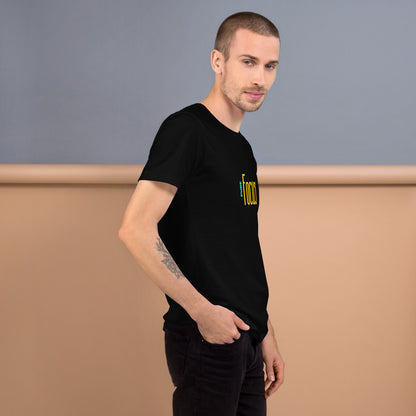 Focusline T-Shirt - Left Placement image 6 in Black Heather, size 2XL, showing right-side angle for the Pure Focus design.