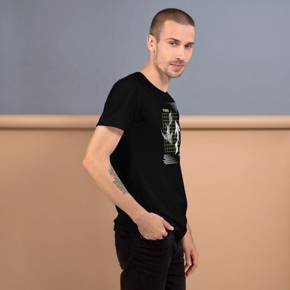 Equinoxe T-Shirt image 8: Black version, size L with right-side angle of the Ying and Yang range.