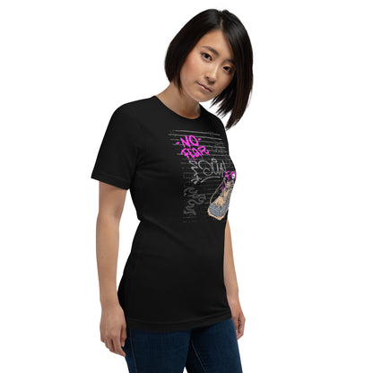 Fearless T-Shirt - Left Placement image 2 in Black Heather, size S, showing front view, right-side angle for the No Fear design.